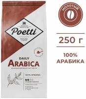 Кофе натуральный жареный молотый Poetti Daily Arabica 250 гр для чашки