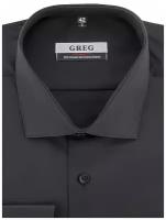 Рубашка мужская длинный рукав GREG 340/119/BLK, Прямой силуэт / Сlassic fit, цвет Черный, рост 174-184, размер ворота 48