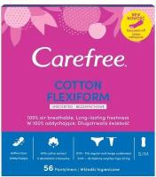 Прокладки женские ежедневные гигиенические кэфри Carefree Cotton Flexiform, ежедневки 56 шт