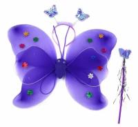 Крылья феи, бабочки, с палочкой и ободком, цвет Фиолетовы й