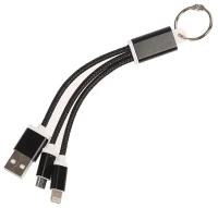 Кабель 2 в 1, microUSB/айфон/USB, 1 А, в виде брелка, черный