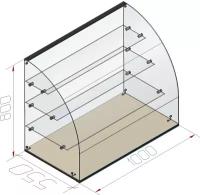 Настольная кондитерская витрина для выпечки глубина 55 см. длина 100 см. высота 80 см. 3 полки