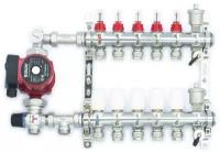 Комплект для тёплого пола на 5 контуров с насосом (Коллектор VR116-05AKN на 05 контуров, Насос циркуляционный, Евроконусы, Насосно-Смесительный узел VR204A)