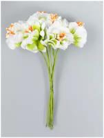 Paulo Maskoni Цветы для декорирования "Пион Лоллипоп" 1 букет=6 цветов бело-зелёный 9 см