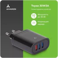 Сетевое зарядное устройство Accesstyle Topaz 30 Вт, 3 A, черный