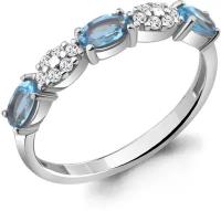 Кольцо AQUAMARINE, серебро, 925 проба, топаз, фианит