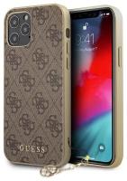 Guess для iPhone 12/12 Pro (6.1) чехол PU 4G Charms collection Hard Brown