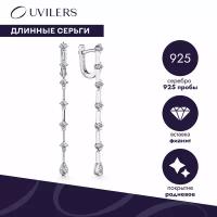 Серьги серебряные женские, длинные сережки с фианитами Ювилерс Uvilers