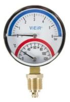 Термоманометр радиальный 6 бар / 80 мм с отсечным клапаном 1/2" ViEiR арт. YE6