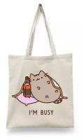 Сумка-шоппер СувенирShop Персонаж "Pusheen Cat / Кот Пушин" Бежевая