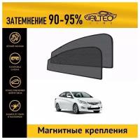 Каркасные автошторки ALTEO PREMIUM на Hyundai Solaris 1, рестайлинг (2014-2017) седан на передние двери на магнитах с затемнением 90-95%