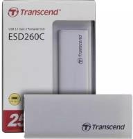 Внешний SSD Transcend 250Gb Esd260c, USB 3.2 Gen 2 Type-C, серебристый (ts250gesd260c)