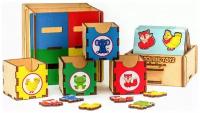 Развивающая игра Волшебный комодик-куб "Животные", деревянный сортер, умный сундучок, методика Монтессори