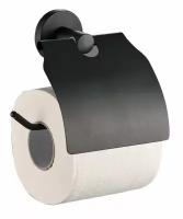 Держатель для туалетной бумаги c крышкой черный