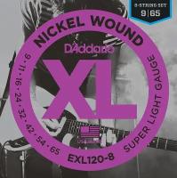 EXL120-8 Nickel Wound Комплект струн для 8-струнной электрогитары, Super Light, 9-65, D'Addario