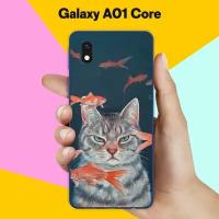 Силиконовый чехол на Samsung Galaxy A01 Core Кот на рыбалке / для Самсунг Галакси А01 Кор