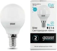 Светодиодная лампа Gauss Elementary LED Globe E14 6W 4100K 53126 x10