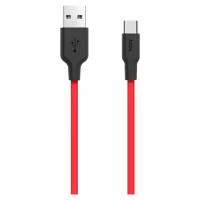 Data кабель USB HOCO X21 USB Type C, 1 метр, красно-черный