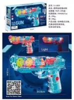 Светящийся игрушечный "Пистолет" с шестерёнками прозрачный со световыми эффектами "Gear Light Gun"