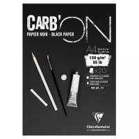 Clairefontaine Склейка для скетчей "Carb'ON", 20л. A4, 120г/м2, мелкозернистая, черная sela25