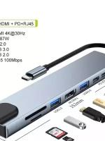 USB- Хаб Картридер USB Type-c разветвитель, HDMI SD, 8в1