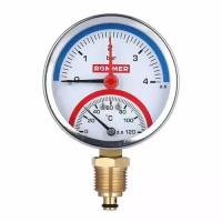 Термоманомет Rommer радиальный в комплекте с автоматическим запорным клапаном. Корпус Dn 80 мм 1/2, 0...120°C, 0-6 бар