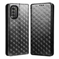 Чехол-книжка MyPads «Elegante pattern Rombo» для Nokia G60 5G из эко-кожи с 3d узором черный с магнитной крышкой