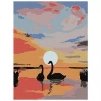 Картина по номерам "Лебеди на закате", 15x20 см