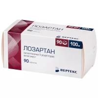Лозартан таб. п/о плен., 100 мг, 90 шт