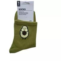 Носки SOCKS цветные женские Фрукты-смайлики, зеленые