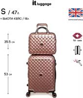 Комплект чемоданов IT Luggage, 47 л, размер S+, розовый