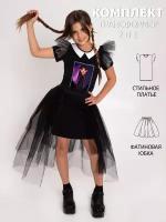 Платье OLLIRI, комплект, размер 128, черный