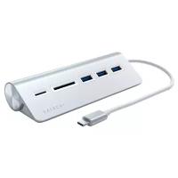 USB-концентратор Satechi Type-C Aluminum USB 3.0 Hub & Micro/SD Card Reader, разъемов: 3, Silver