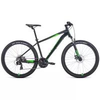 Горный (MTB) велосипед FORWARD Apache 27.5 2.0 Disc (2021) черный матовый/ярко-зеленый 21" (требует финальной сборки)