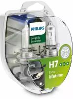 Галогенная автомобильная лампа Philips LongLife EcoVision H7 12V-55W увелич. срок службы 2шт. 12972LLECOS2