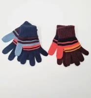 Перчатки Margot Bis, размер 12, синий, коричневый