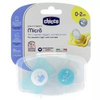 Пустышка силиконовая ортодонтическая Chicco Physio Micro 0-2 мес., 2 шт., голубой/корона, 2 шт