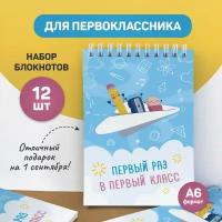 Подарок первокласснику - набор блокнотов Первый раз в первый класс, А6, 12 шт