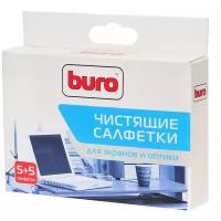 Салфетки BURO (BU-W/D), для очистких экранов любого типа и оптики, 5 влажных+5 сухих