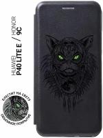 Чехол-книжка Book Art Jack для Huawei P40 Lite E / Honor 9C с принтом "Shaman Cat" черный