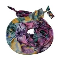 Шарф женский весенний, шёлк, вискоза, жёлтый, розовый, двойной шарф-долька Оланж Ассорти серия Апрель с узелками