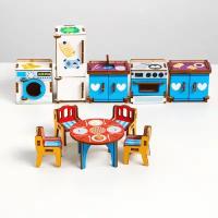Развивающая игра "Кухня", набор для кукольного домика, для детей и малышей от 3 лет
