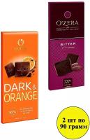 Шоколад KDV OZera Dark&Orange 55% горький с апельсиновым маслом+ Bitter 77,7 %, 2 шт по 90 г