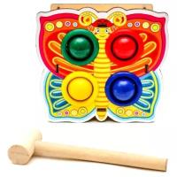 Развивающая игрушка Woodland Бабочка 4 отверстия 115301, красный/зеленый/желтый/голубой