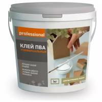 Клей ПВА универсальный 1кг PROFESSIONAL для поделок, для дерева, для бумаги, для декупажа, для обоев, для слайма