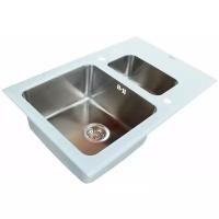 Врезная кухонная мойка ZorG Sanitary INOX GL-5078-2-WHITE, 50х78см, нержавеющая сталь