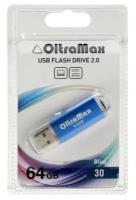 Флешка OltraMax 64, 64 Гб, USB2.0, чт до 15 Мб/с, зап до 8 Мб/с, синяя