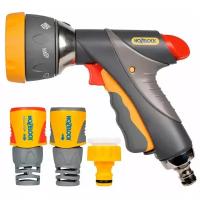 HoZelock Набор для полива 2371 с пистолетом Multi Spray Pro 7 режимов и коннекторами 1/2