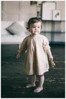Платье детское льняное со складкой Tiny Stories для 3 - 6 месяцев, цвет молочный, размер 62