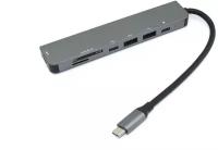 Адаптер Type C на HDMI, PD+, USB 3.0*2 + SD/TF для MacBook серебро